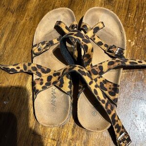 Anna Leopard Print Sandals with Buckle Straps